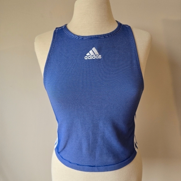 Adidas Women's Zippable Ribbed Blue Tank Size L. - Picture 1 of 6